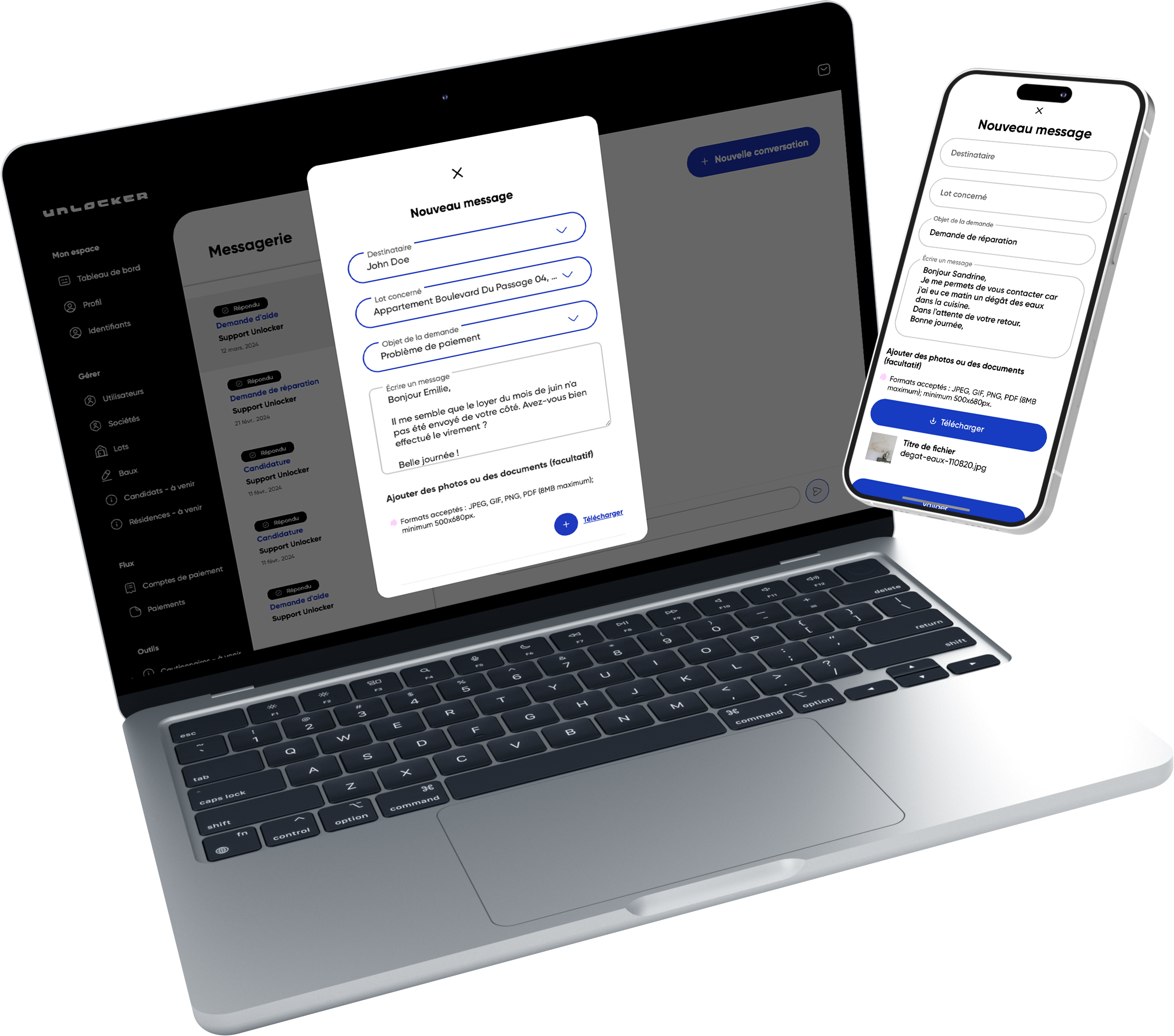 Messagerie sur pc et téléphone